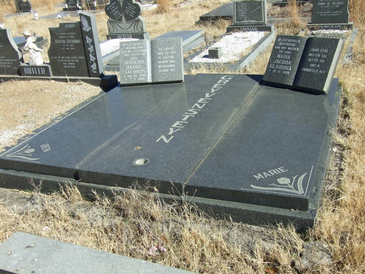 GREYVENSTEYN Barend Daniel Jacobus 1942-1989 &amp; Maria Jacoba Glaudina 1939-