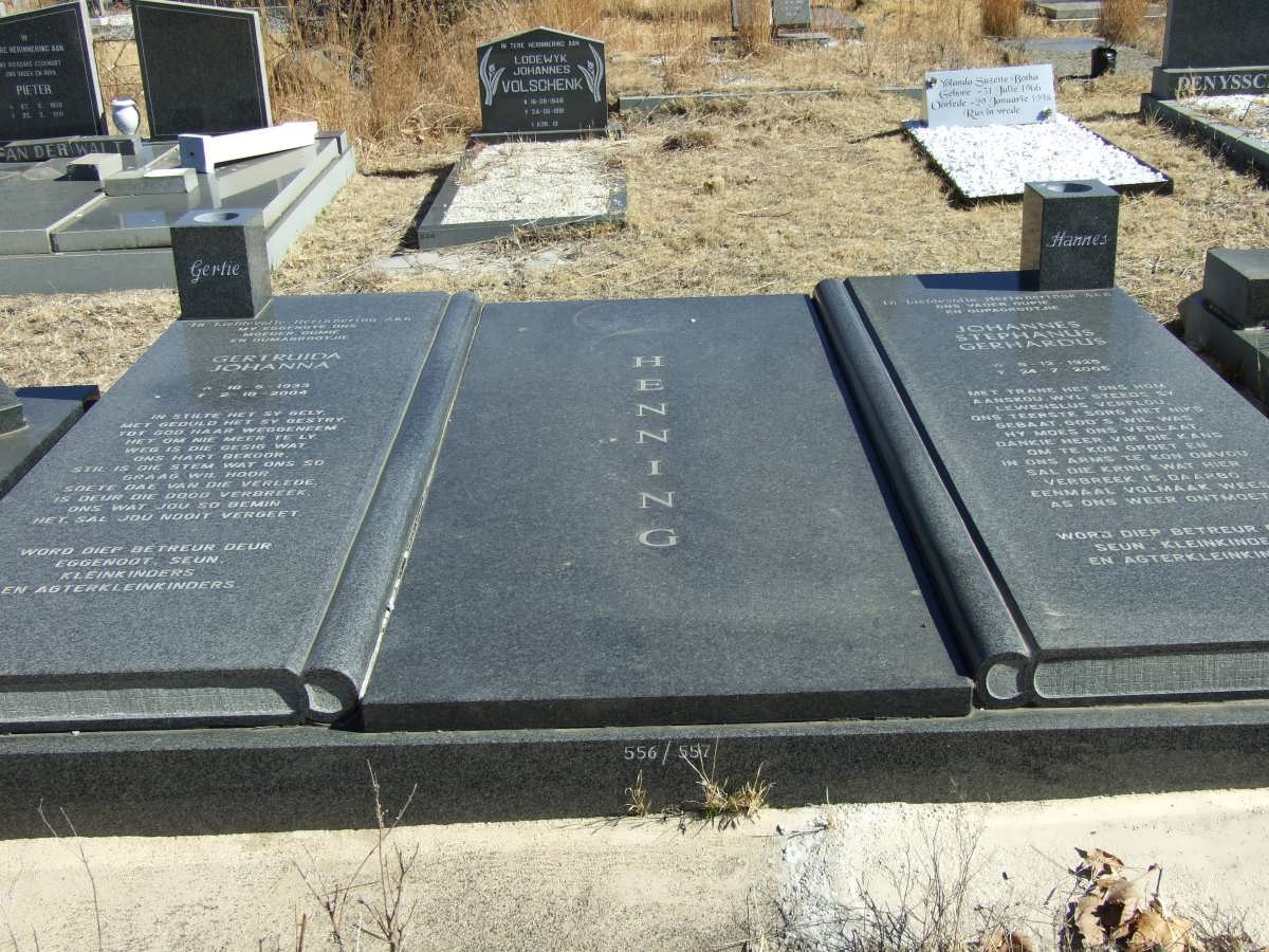 HENNING Johannes Stephanus Gerhardus 1926-2005 &amp; Gertruida Johanna 1933-2004