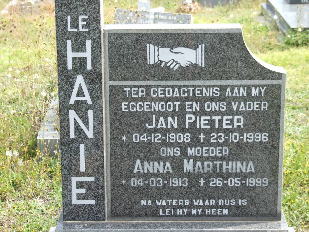 HANIE Jan Pieter, Le 1908-1996 &amp; Anna Marthina 1913-1999