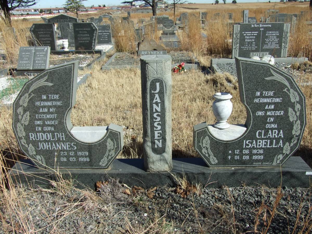 JANSSEN Rudolph Johannes 1929-1986 &amp; Clara Isabella 1936-1999