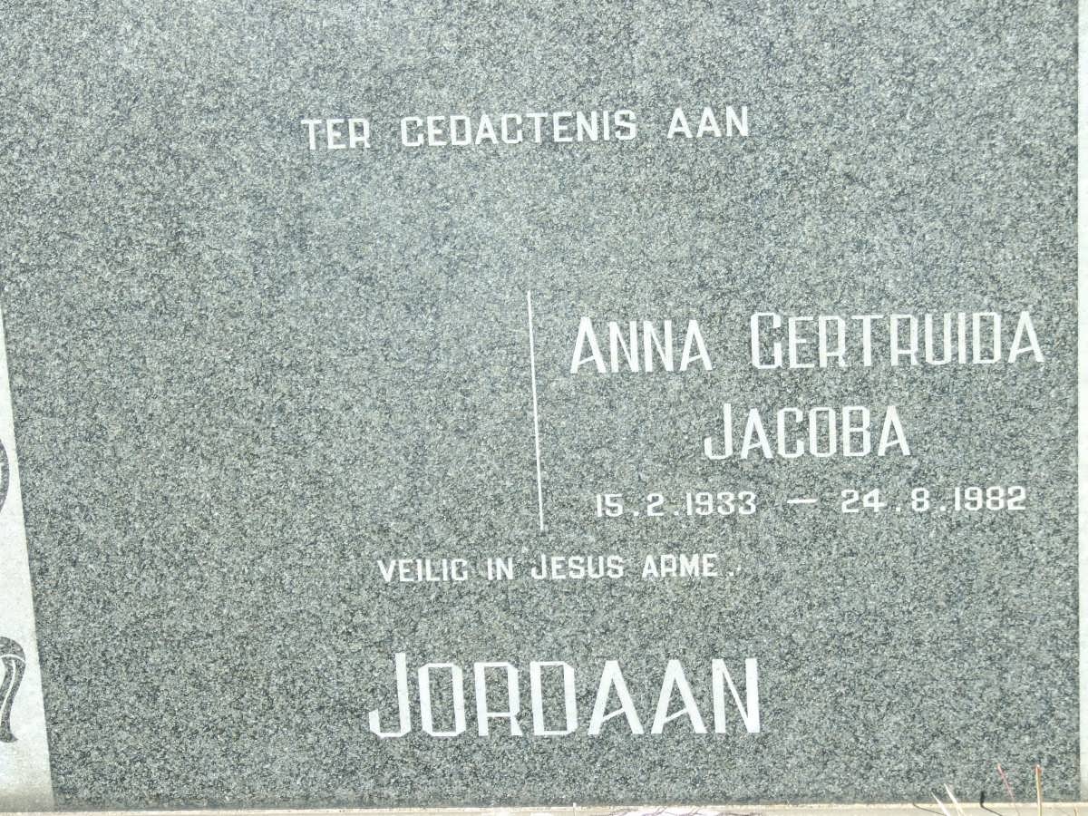 JORDAAN Anna Gertruida Jacoba 1933-1982