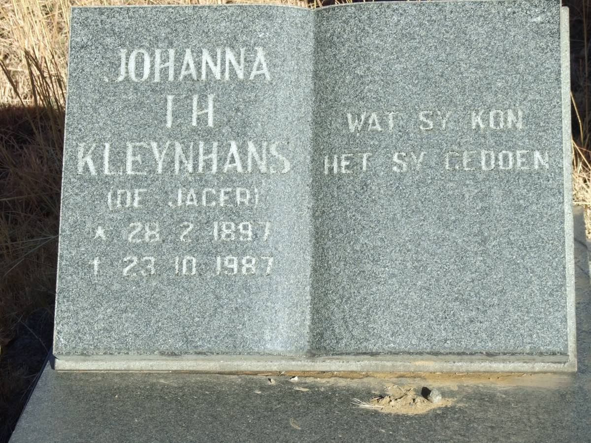 KLEYNHANS Johanna I.H. nee DE JAGER 1897-1987