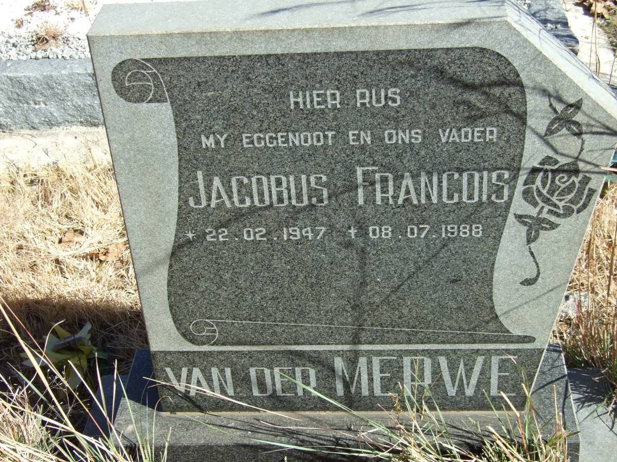 MERWE Jacobus Francois, van der 1947-1988