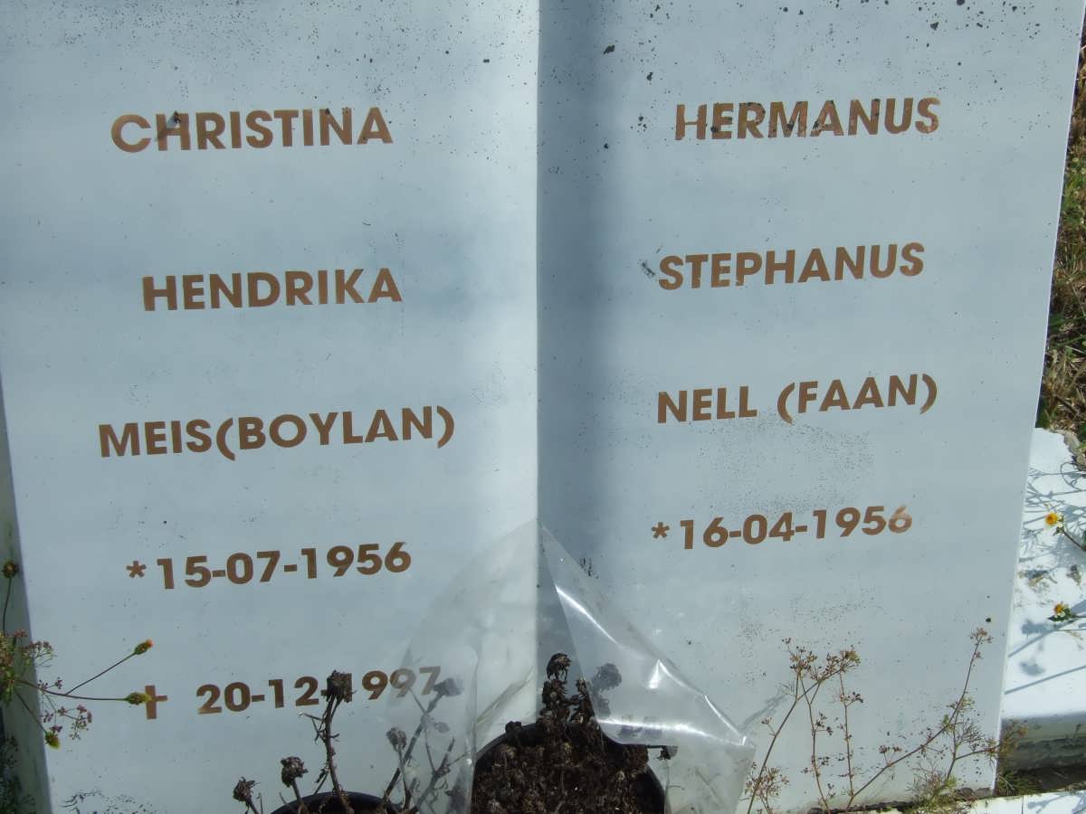 NELL Hermanus Stephanus 1956- &amp; Christina Hendrika BOYLAN 1956-1997