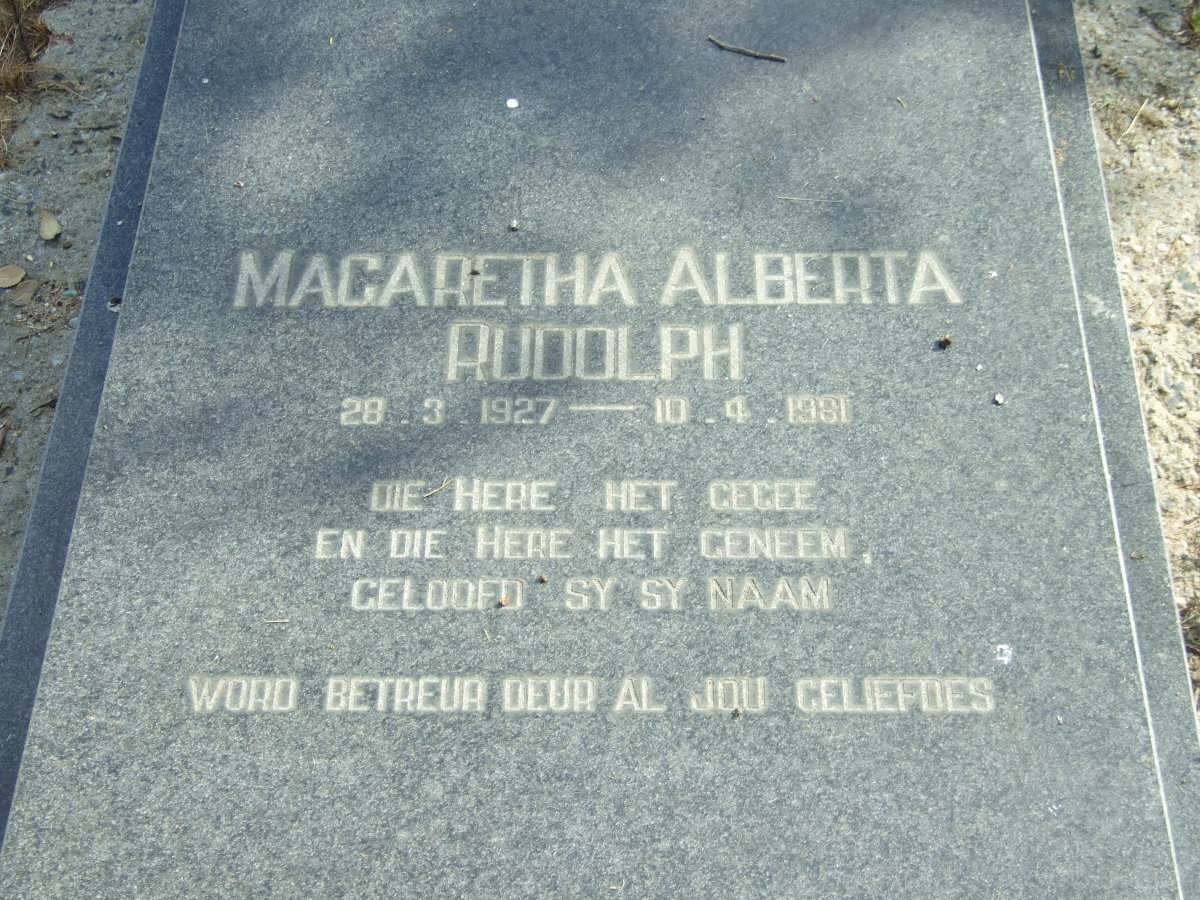 RUDOLPH Magaretha Alberta 1927-1981