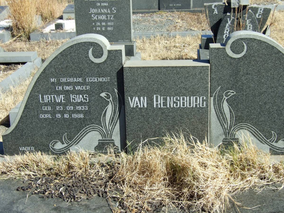 RENSBURG Lirtwe Isias, van 1933-1986