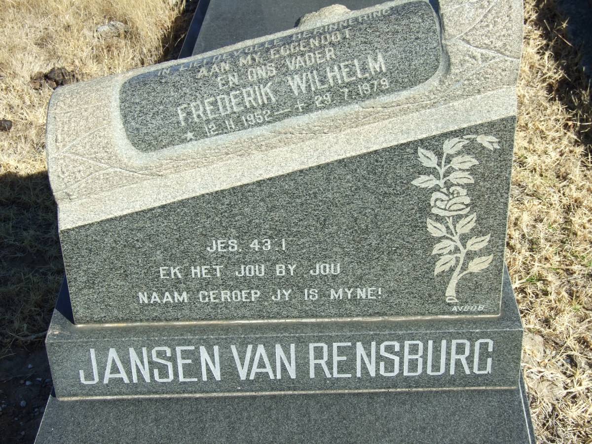 RENSBURG Frederik Wilhelm, Jansen van 1952-1979