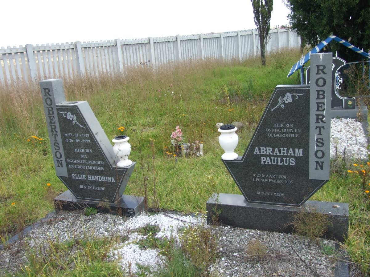 ROBERTSON Abraham Paulus 1928-2005 &amp; Ellie Hendrina 1929-1999