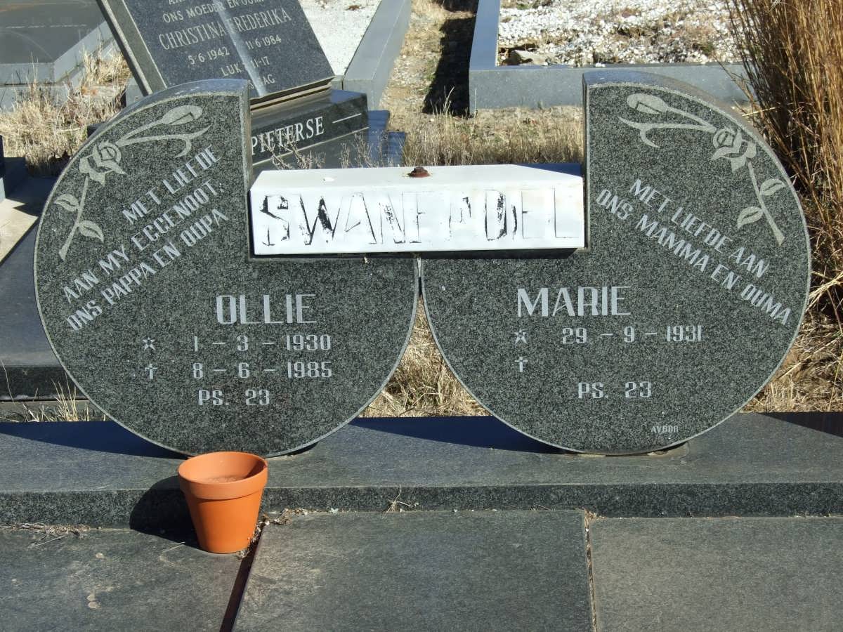 SWANEPOEL Ollie 1930-1985 &amp; Marie 1931-