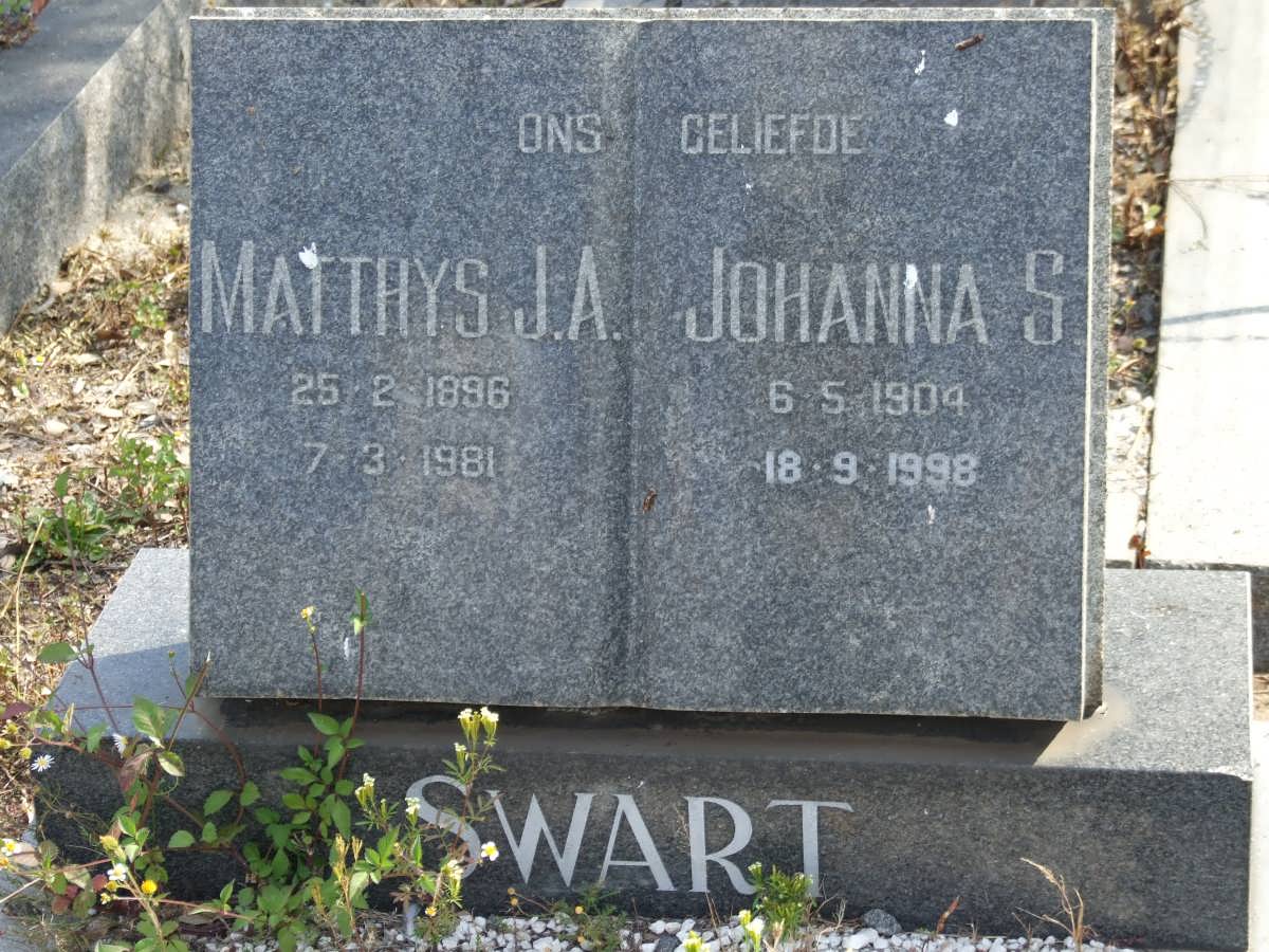 SWART Matthys J.A. 1896-1981 &amp; Johanna S. 1904-1998