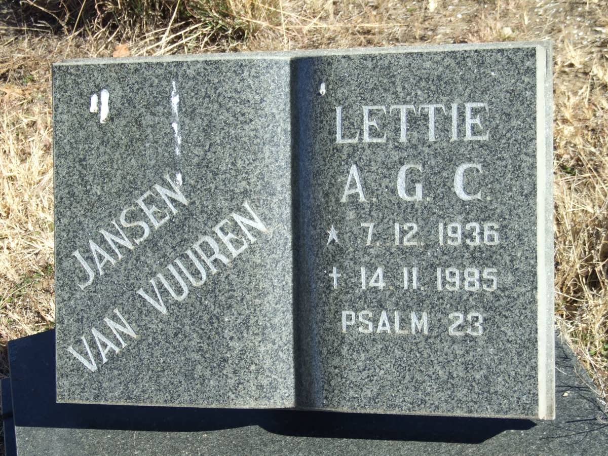 VUUREN A.G.C., Jansen van 1936-1985