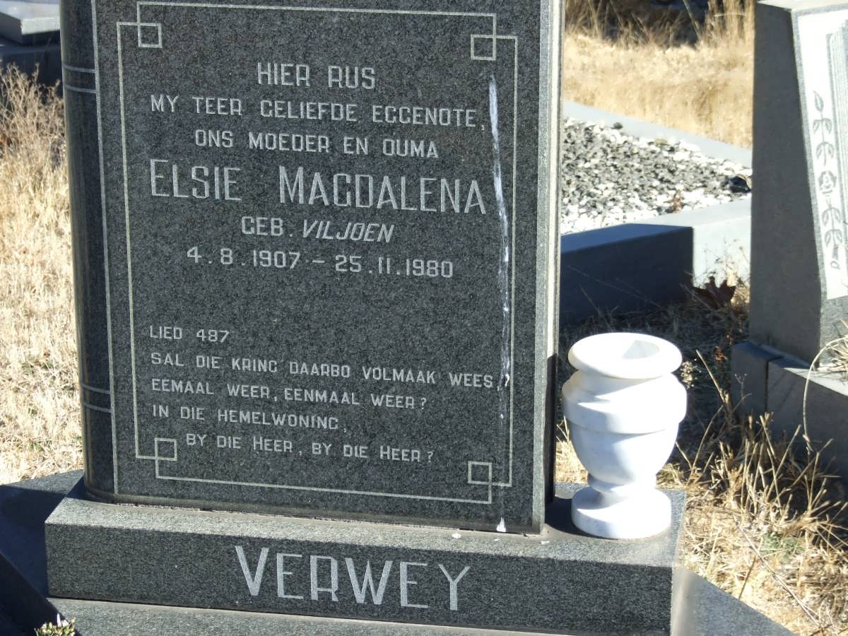 VERWEY Elsie Magdalena nee VILJOEN 1907-1980