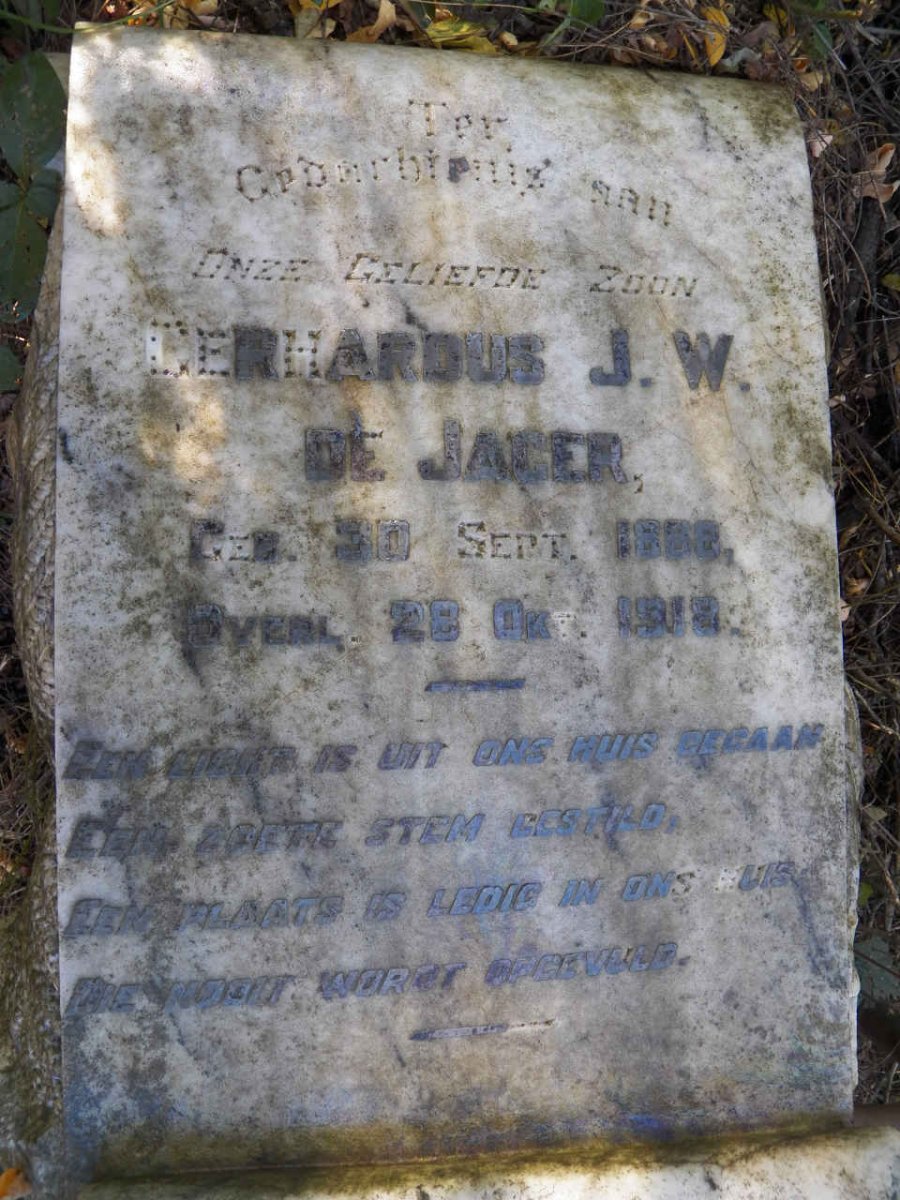 JAGER Gerhardus J.W., de 1888-1918