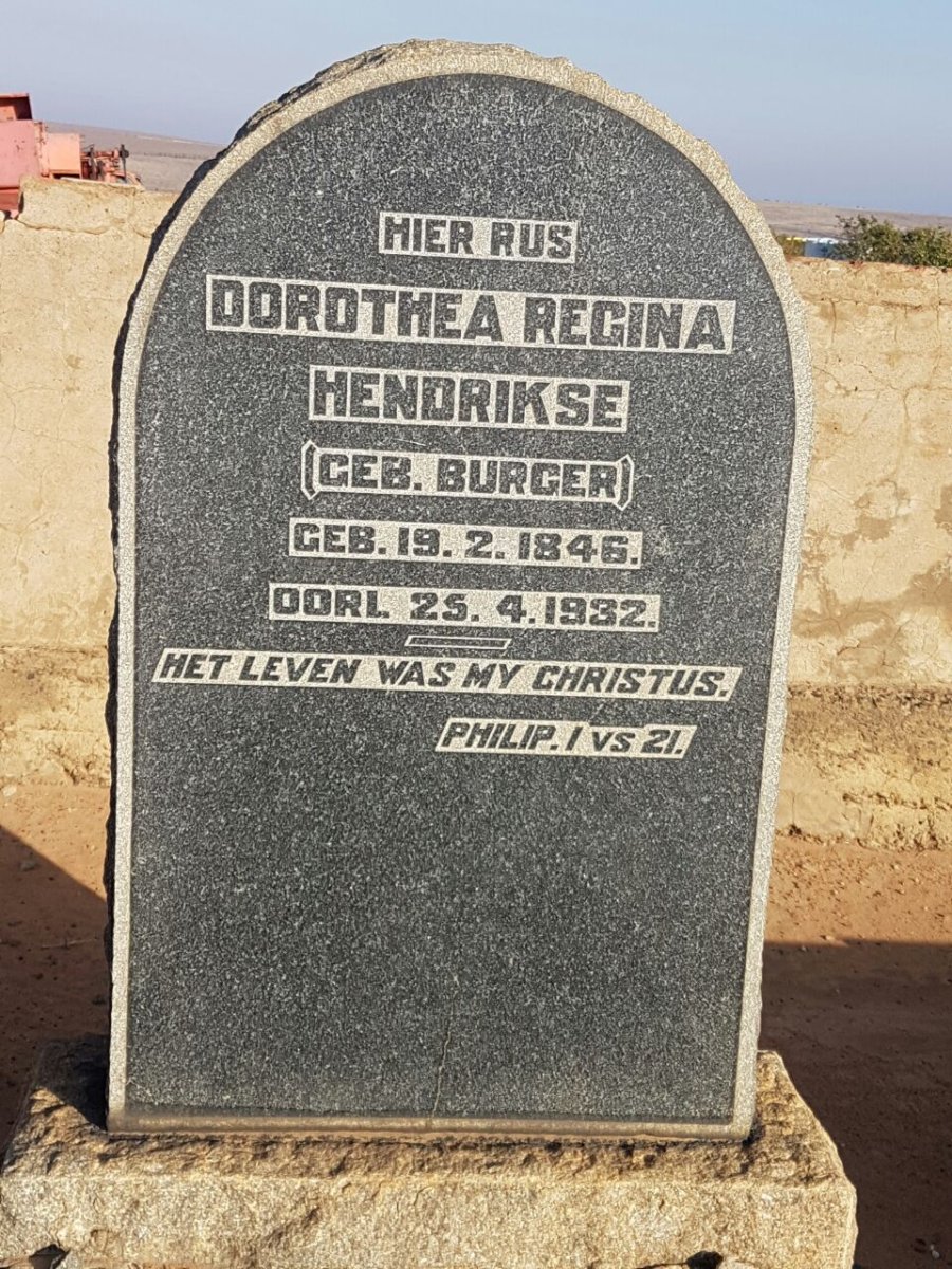 HENDRIKSE Dorothea Regina nee BURGER 1846-1932