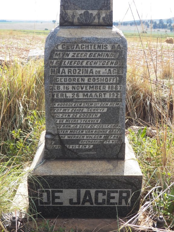 JAGER Anna Rozina, de nee BOSHOFF 1867-1925