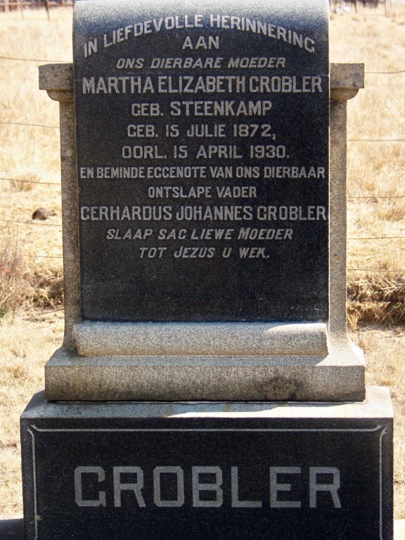 GROBLER Martha Elizabeth nee STEENKAMP 1872-1930