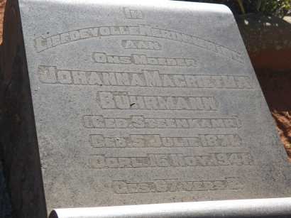 BUHRMANN Johanna Magrietha nee STEENKAMP 1871-1941