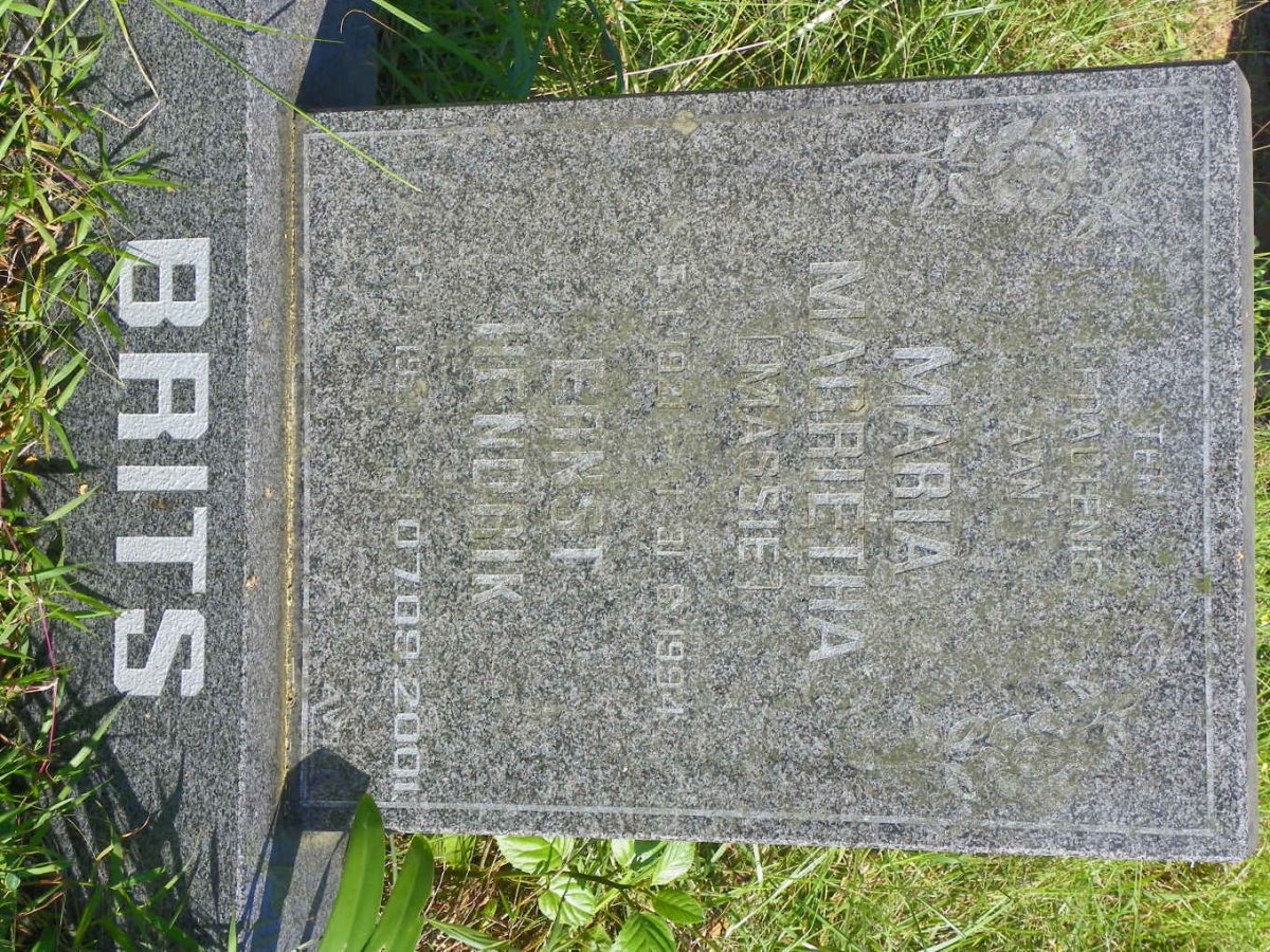 BRITS Ernst Hendrik 19??-2001 &amp; Maria Magrietha 1921-1994