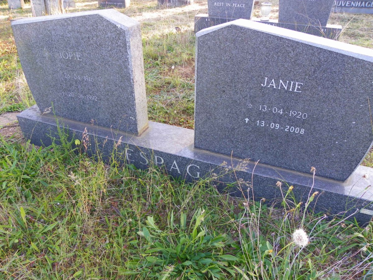 ESPAG Jopie 1916-1992 &amp; Janie 1920-2008
