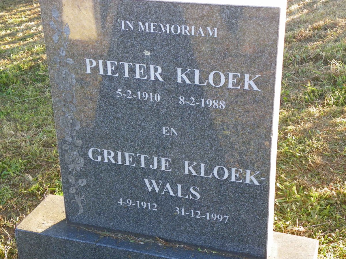 KLOEK Pieter 1910-1988 &amp; Grietje WALS 1912-1997