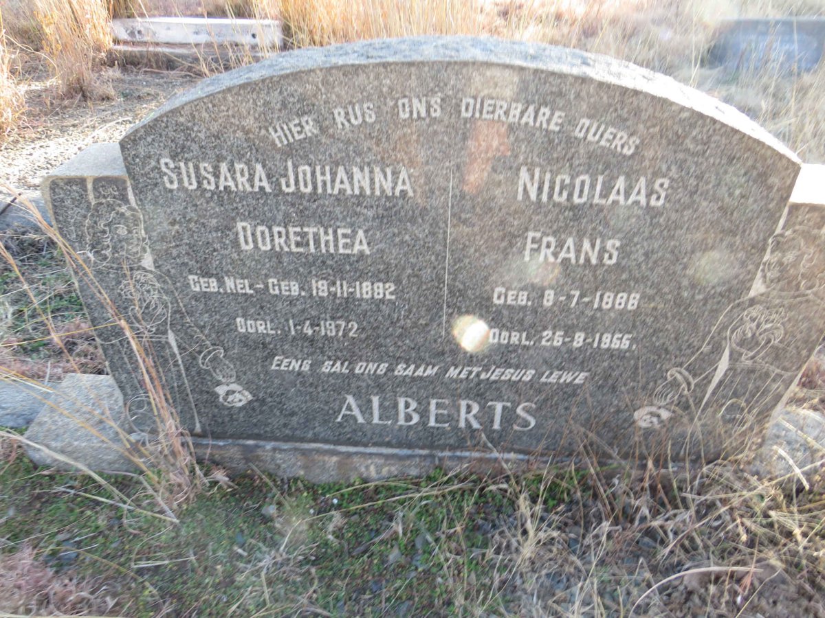 ALBERTS Nicolaas Frans 188?-1955 & Susara Johanna Dorethea 1882-1972