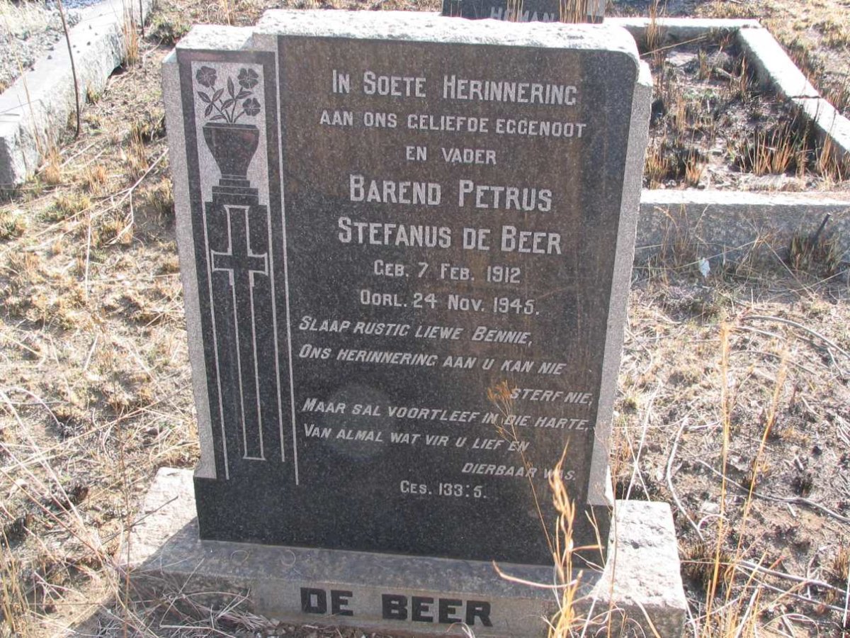 BEER Barend Petrus Stefanus, de 1912-1945