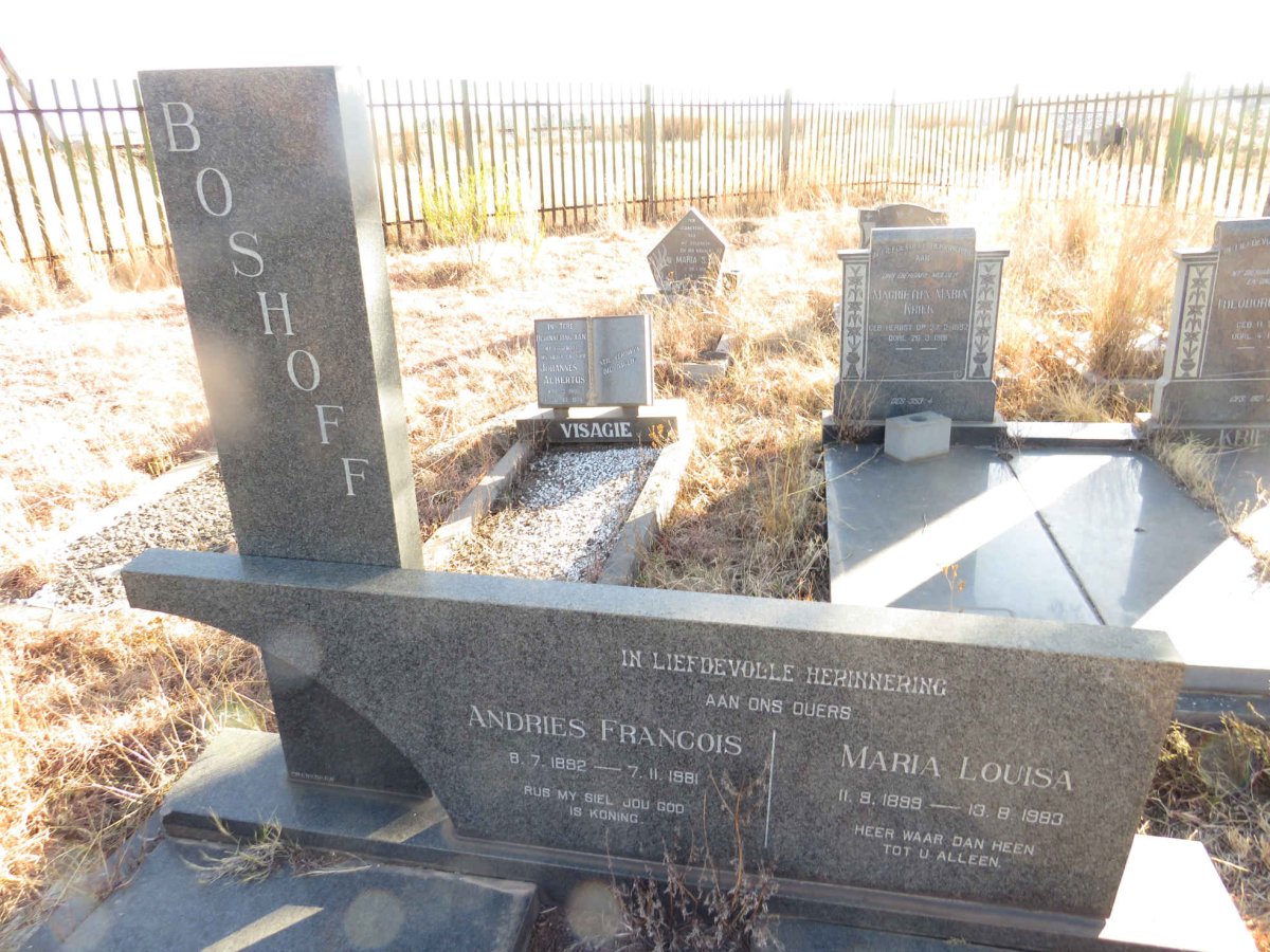 BOSHOFF Andries Francois 1892-1981 & Maria Louisa 1899-1983 