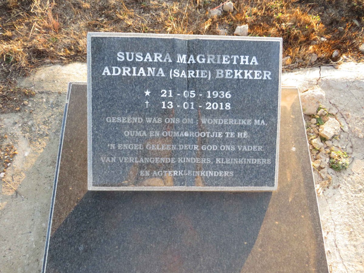 BEKKER Susara Magrietha Adriana 1936-2018
