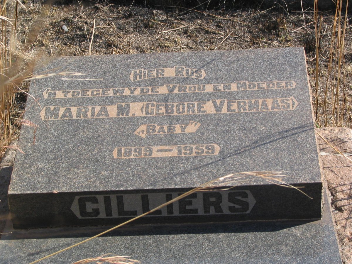 CILLIERS Maria M. nee VERMAAS 1899-1959