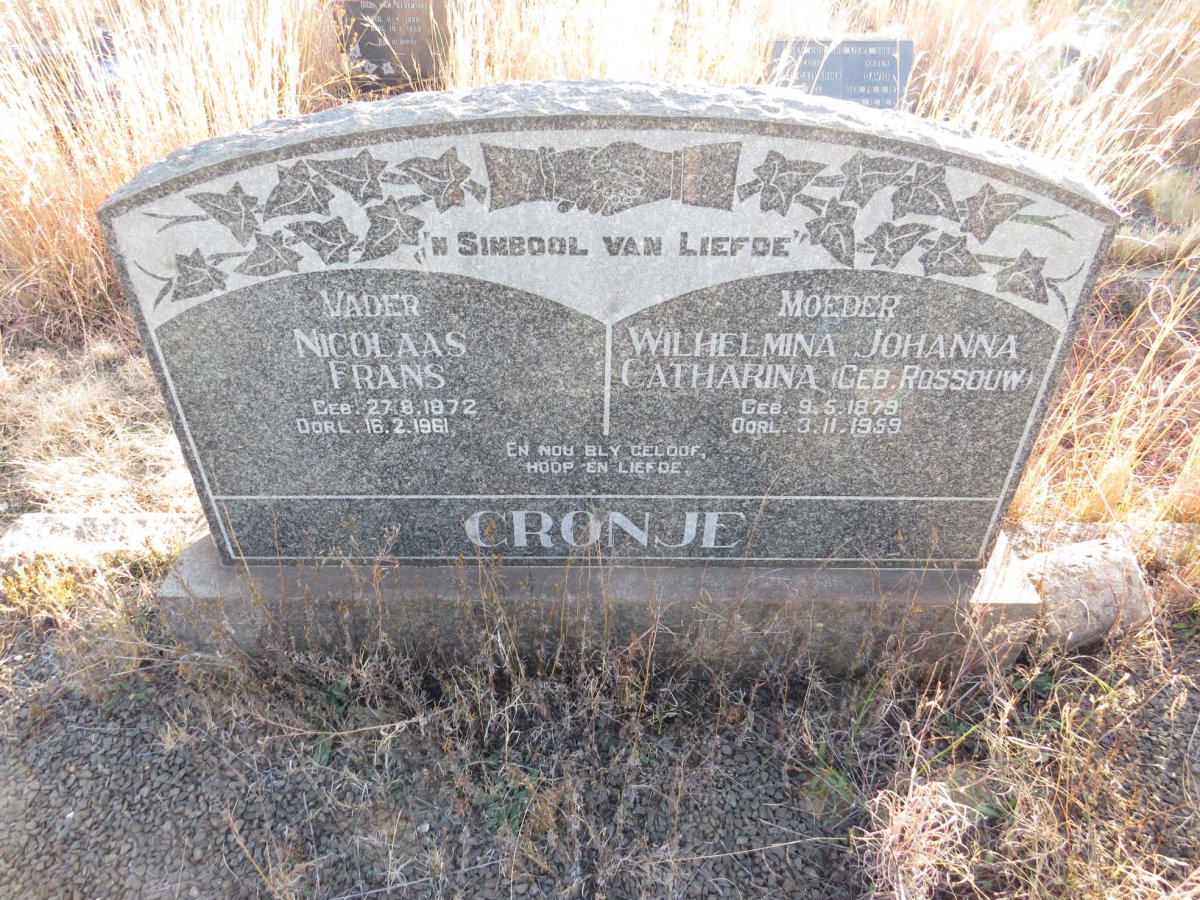 CRONJE Nicolaas Frans 1872-1961 & Wilhelmina Johanna Catharina ROSSOUW 1879-1959 1