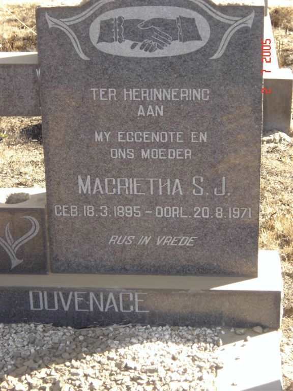 DUVENAGE Magrietha S.J. 1895-1971