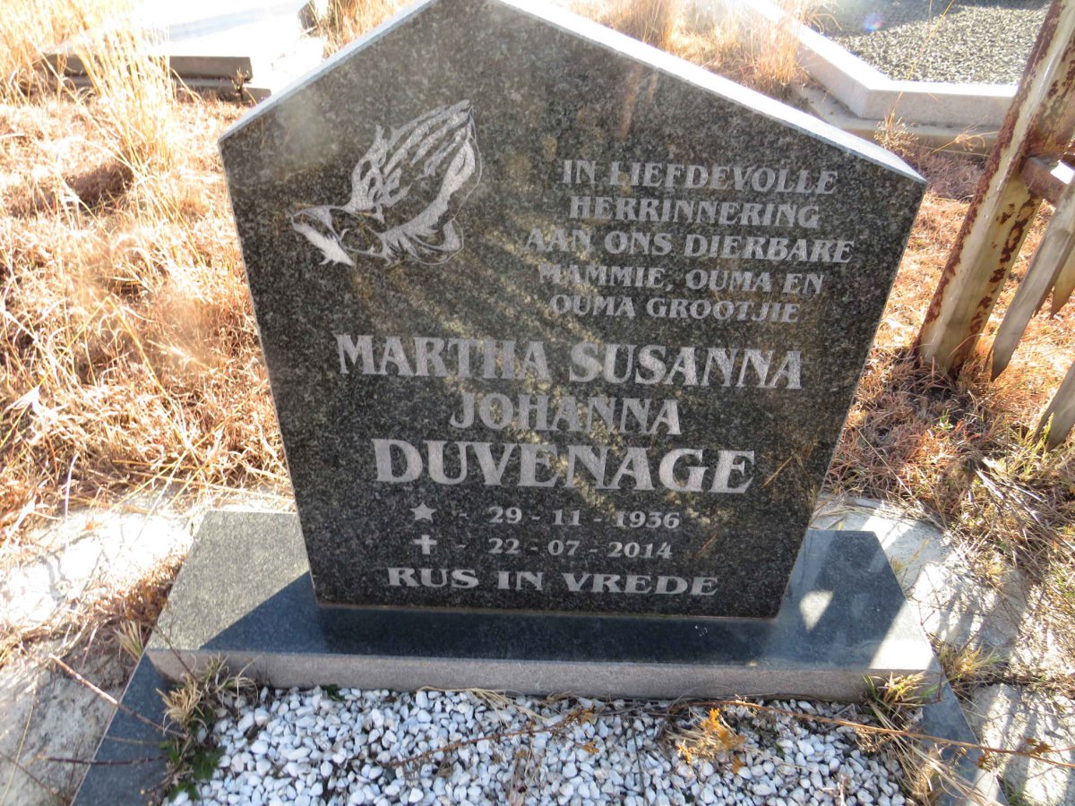DUVENAGE Martha Susanna Johanna 1936-2014