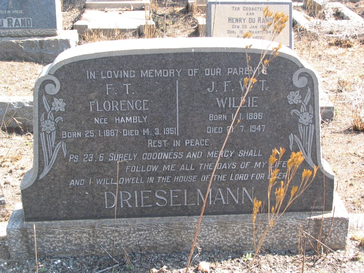 DRIESELMANN  J.F.W.T. 1886-1947 &amp; F.T. HAMBLY 1887-1951