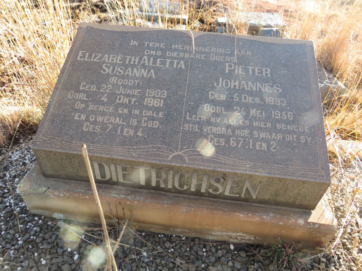 DIETRICHSEN Pieter Johannes 1893-1956 & Elizabeth Aletta Susanna ROODT 1903-1961 1