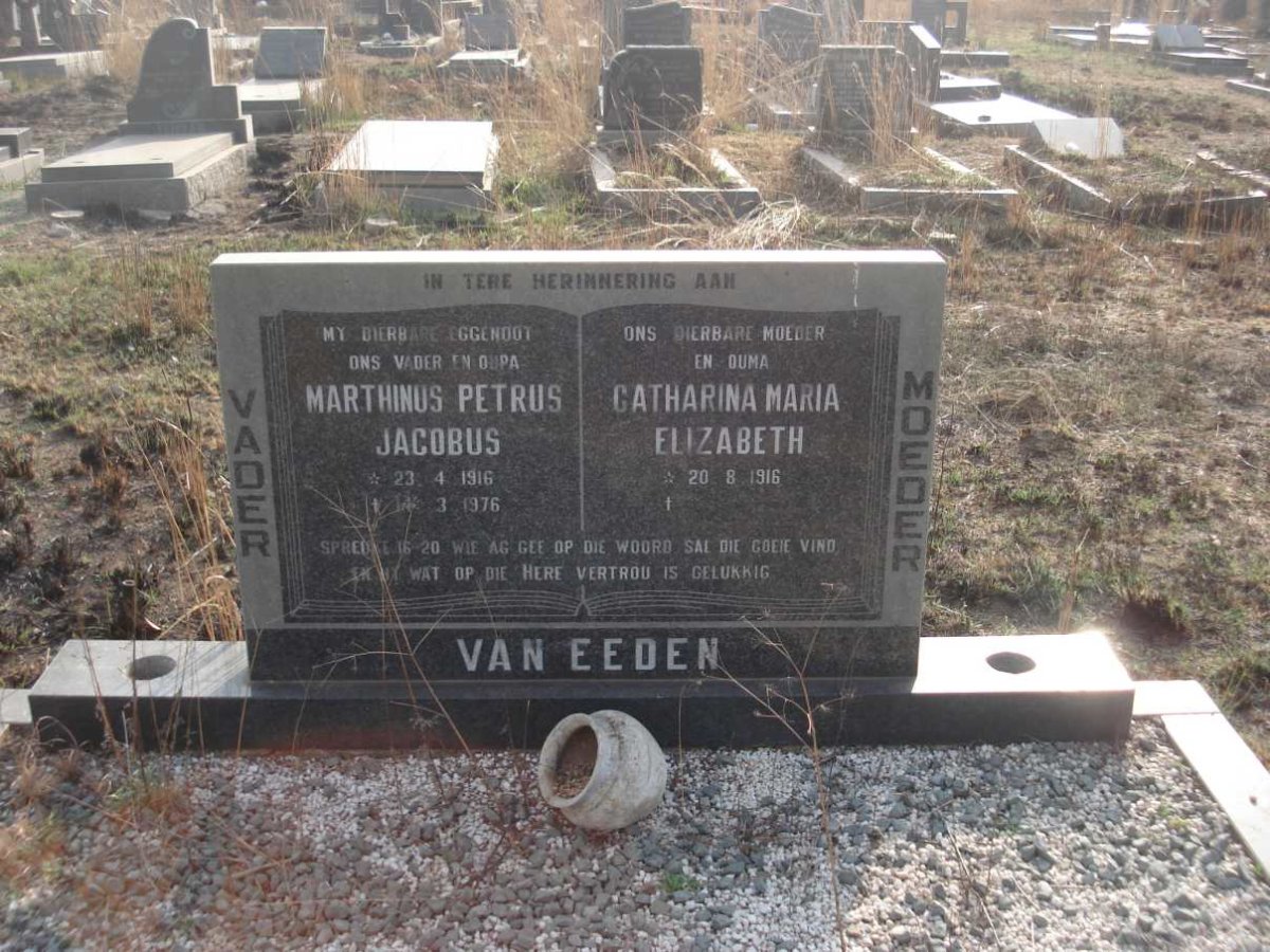 EEDEN Marthinus Petrus Jacobus, van 1916-1976 &amp; Catharina Maria Elizabeth 1916-