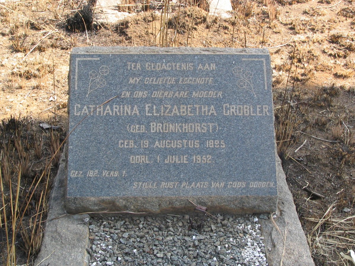 GROBLER Catharina Elizabeth nee BRONKHORST 1895-1952