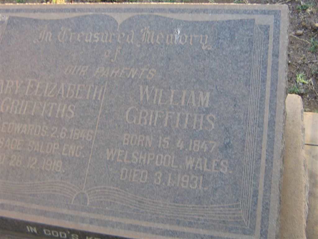 GRIFFITHS William 1847-1931 &amp; Mary Elizabeth EDWARDS 1846-1919