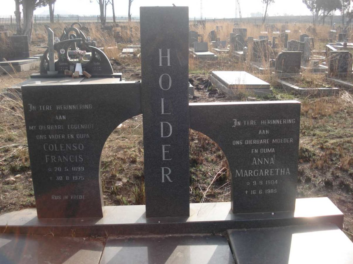 HOLDER Colenso Francis 1899-1975 &amp; Anna Margaretha 1904-1985