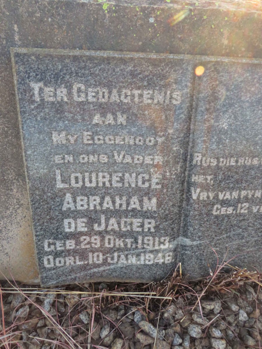 JAGER Lourence Abraham, de 1913-1948