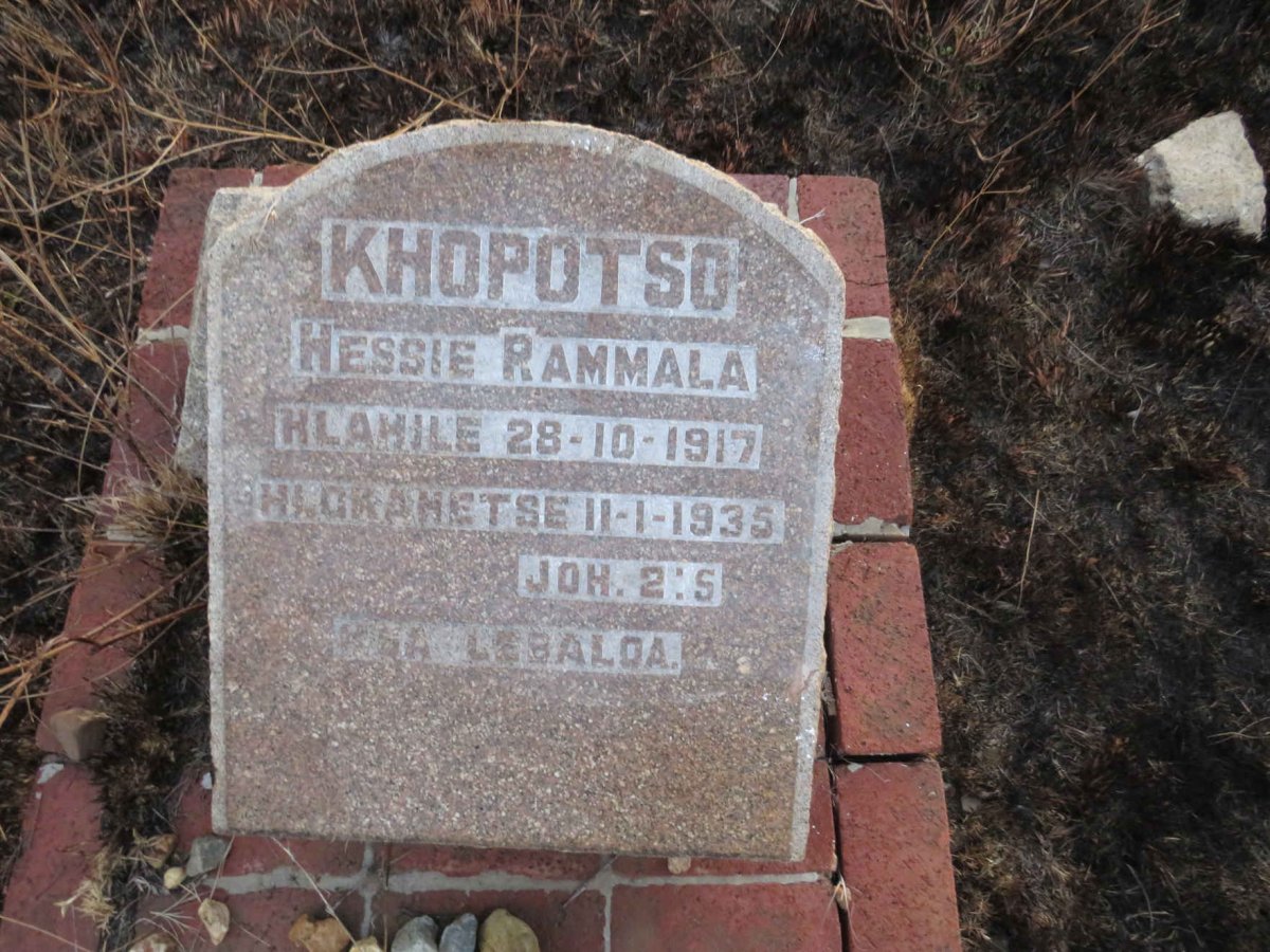 KHOPOTSO Hessie Rammala 1917-1935
