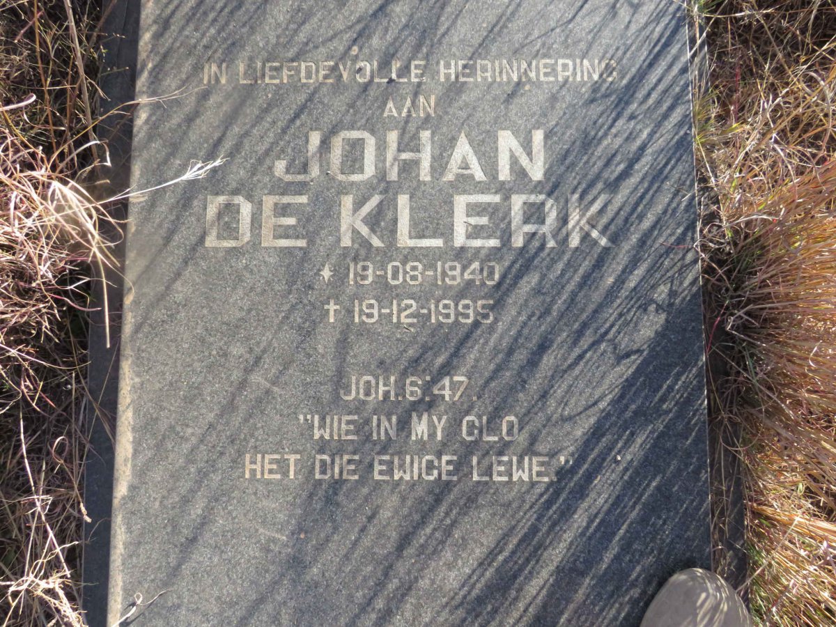 KLERK Johan, de 1940-1995