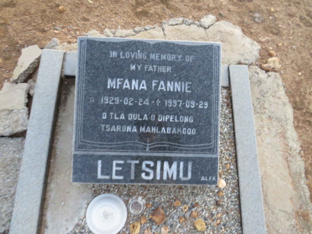 LETSIMU Mfana Fannie 1929-1997