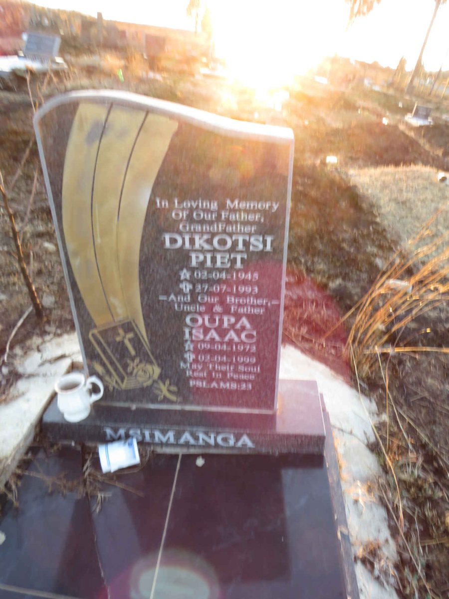 MSIMANGA Dikotsi Piet 1945-1993 :: Oupa Isaac 1972-1999