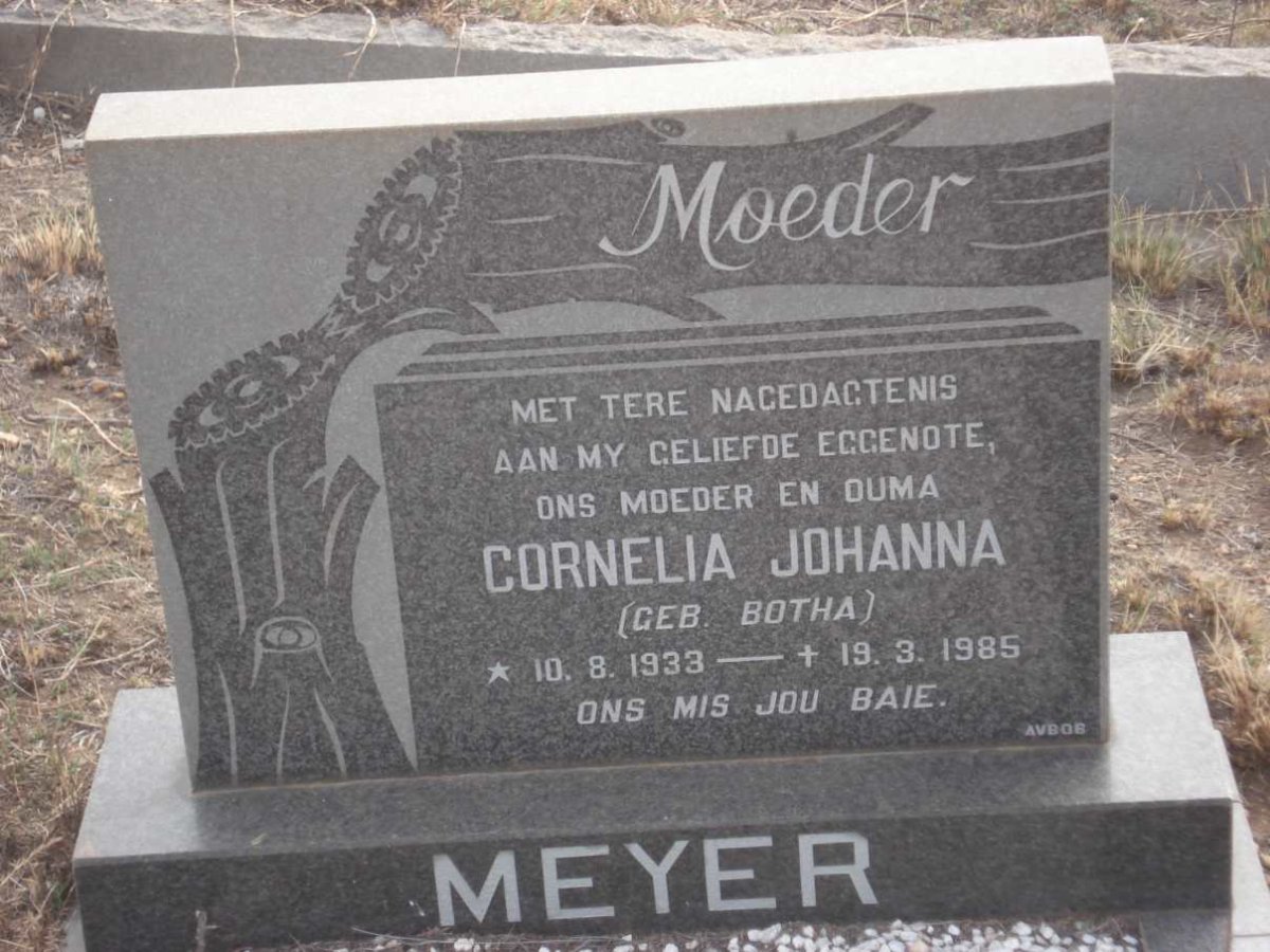 MEYER Cornelia Johanna nee BOTHA 1933-1985