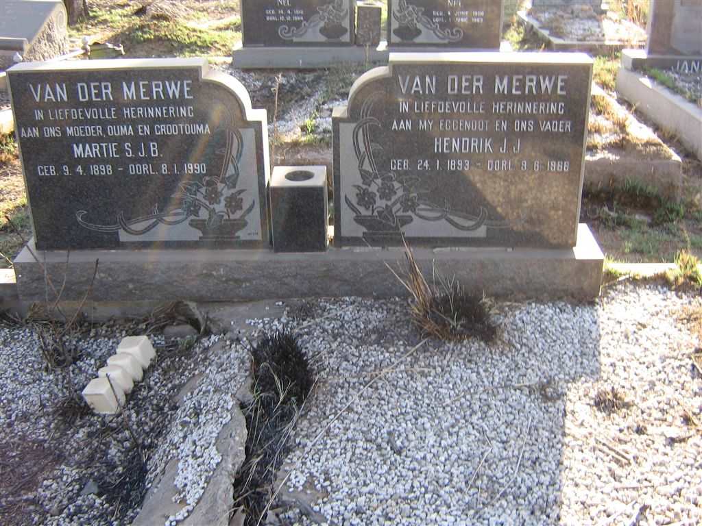 MERWE Hendrik J.J., van der 1893-1988 &amp; Martie S.J.B. 1898-1990