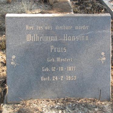 PRUIS Wilhelmina Hansina nee MOSTERT 1877-1953 
