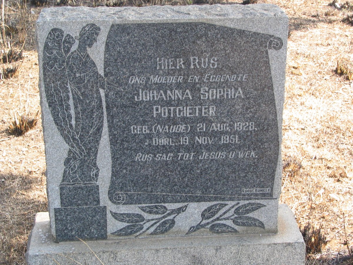 POTGIETER Johanna Sophia nee NAUDE 1929-1951