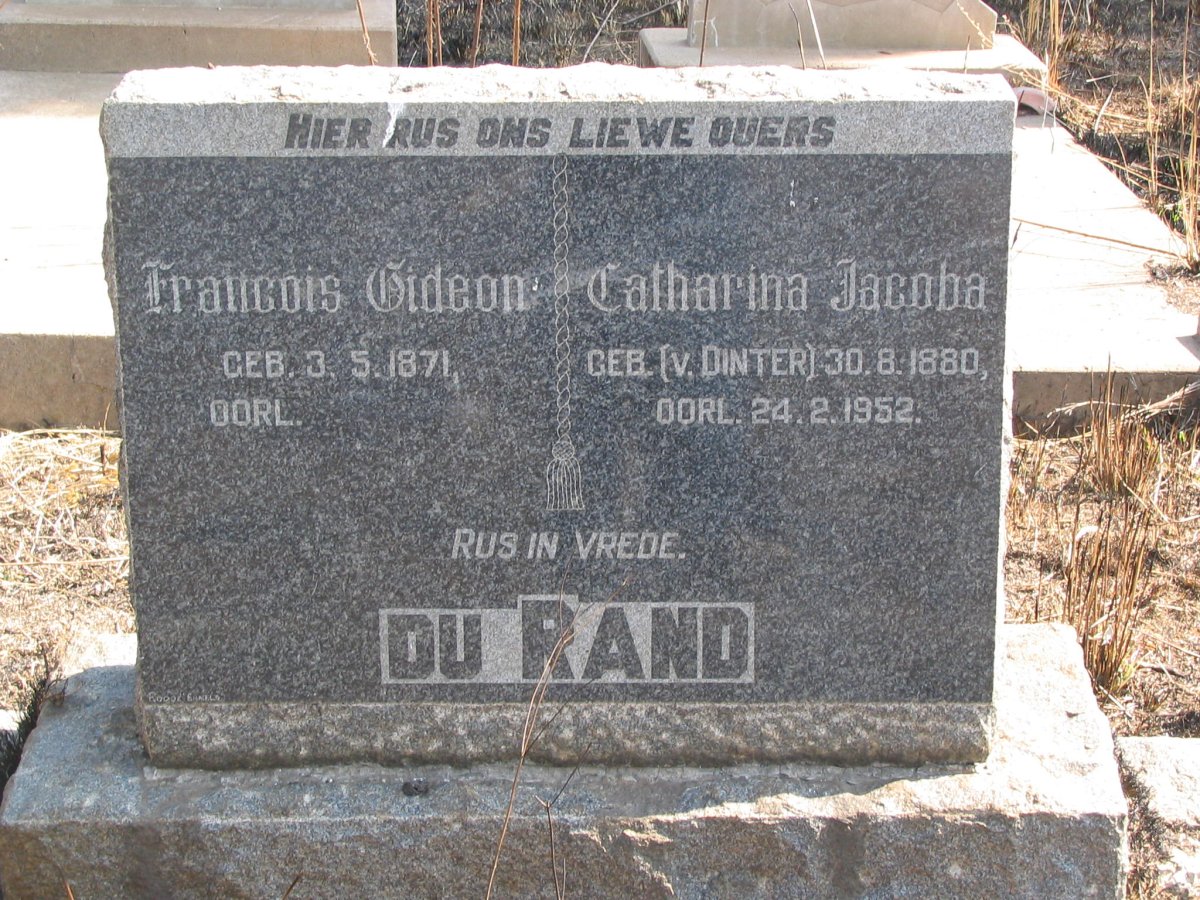 RAND Francois Gideon, du 1871- &amp; Catharina Jacoba V. DINTER 1880-1952