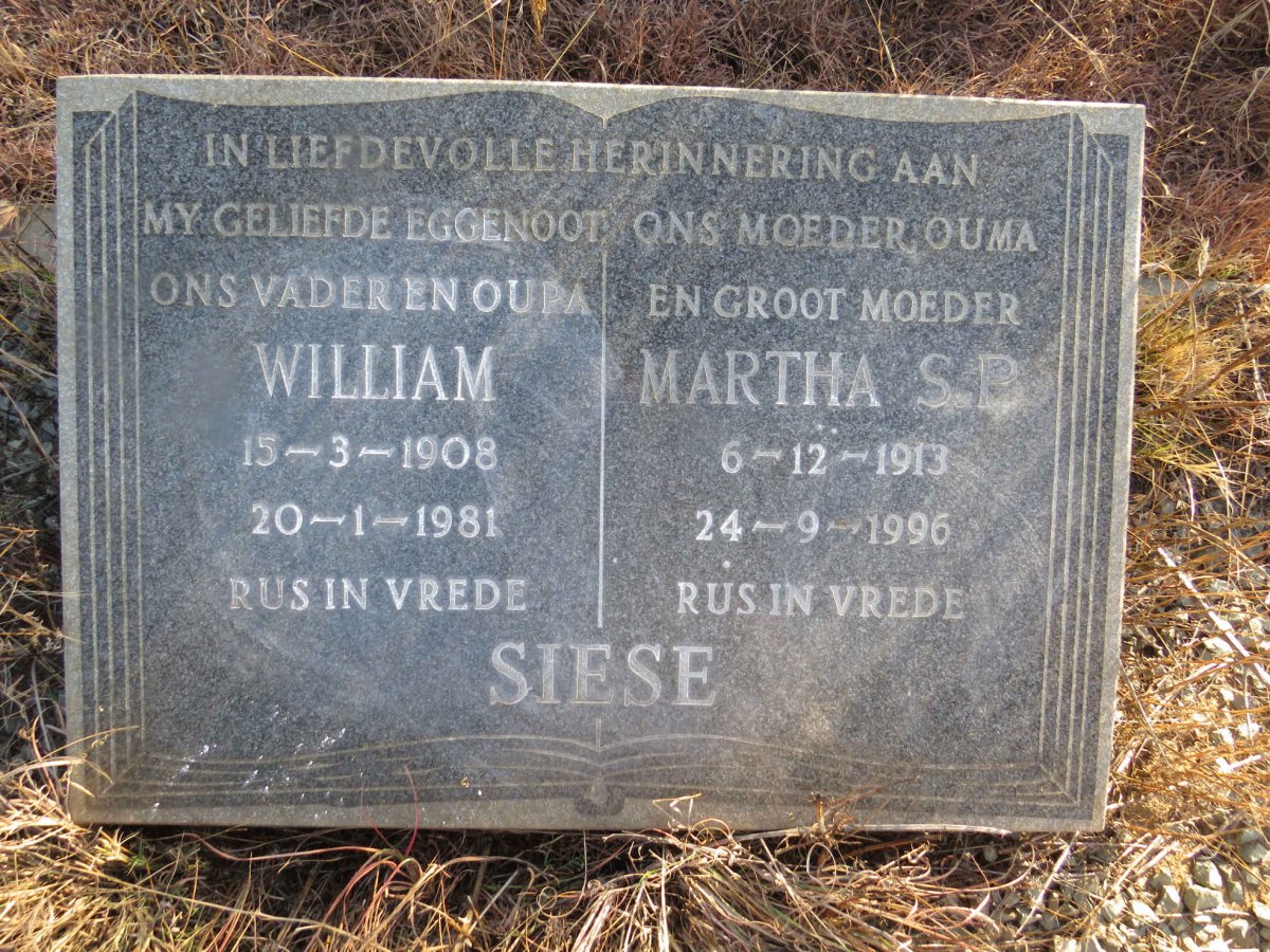 SIESE William 1908-1981 & Martha S.P. 1913-1996