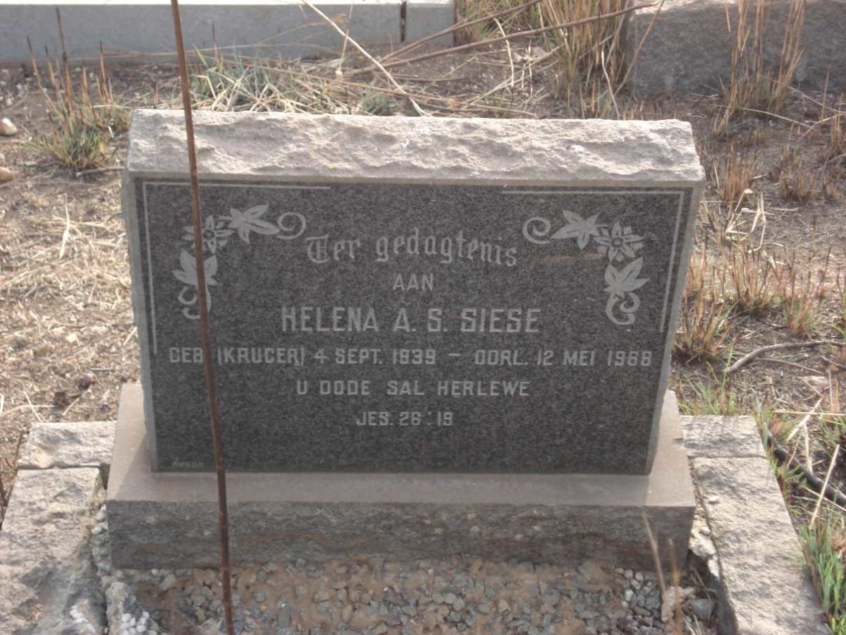 SIESE Helena A.S. nee KRUGER 1939-1969